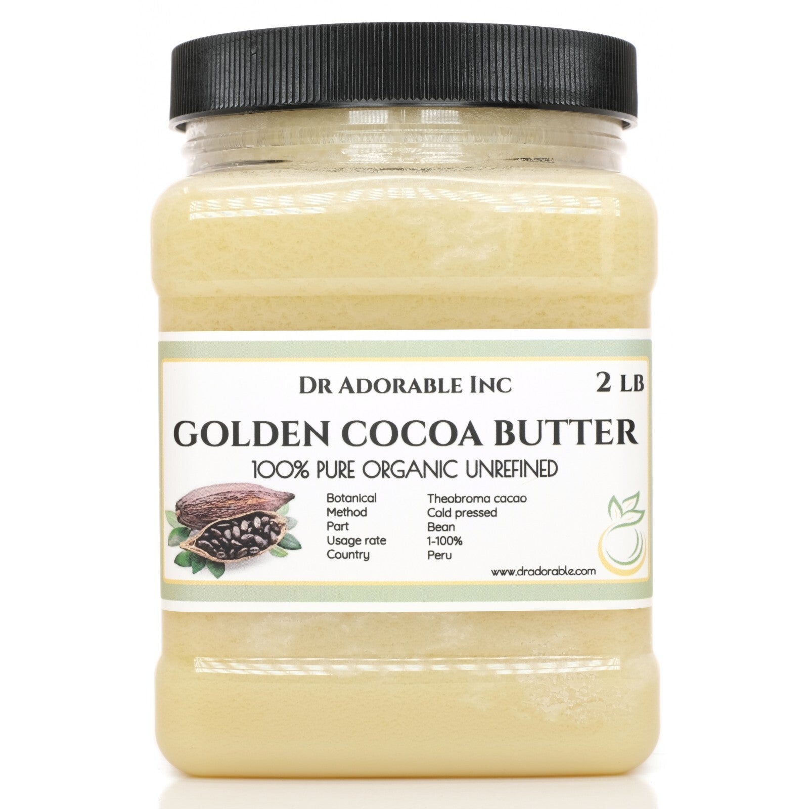 GOLDEN UNREFINED COCOA BUTTER FRESH ORGANIC PURE 2 OZ 4 OZ 8 OZ 1 LB-UP to 12LB