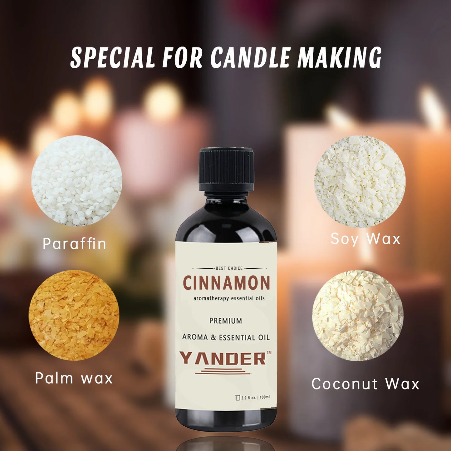 C028 Yander 100Ml Cinnamon Candle Oils for Scented Candle Making Christmas Essential Oils DIY Candle Fragrance Oil Warm Christma