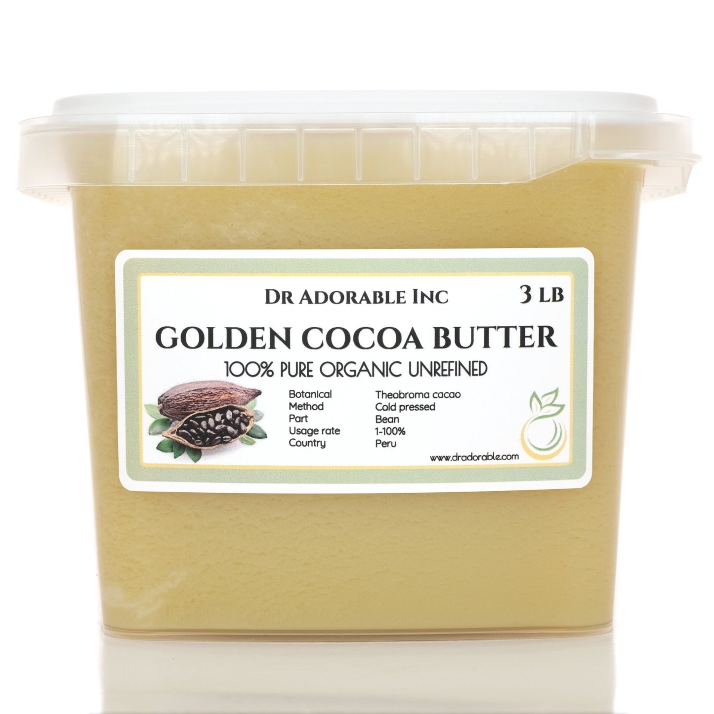 GOLDEN UNREFINED COCOA BUTTER FRESH ORGANIC PURE 2 OZ 4 OZ 8 OZ 1 LB-UP to 12LB