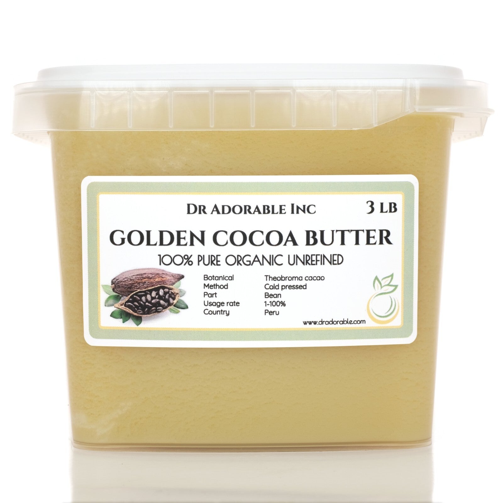 GOLDEN UNREFINED COCOA BUTTER FRESH ORGANIC PURE 2 OZ 4 OZ 8 OZ 1 LB-UP to 12LB