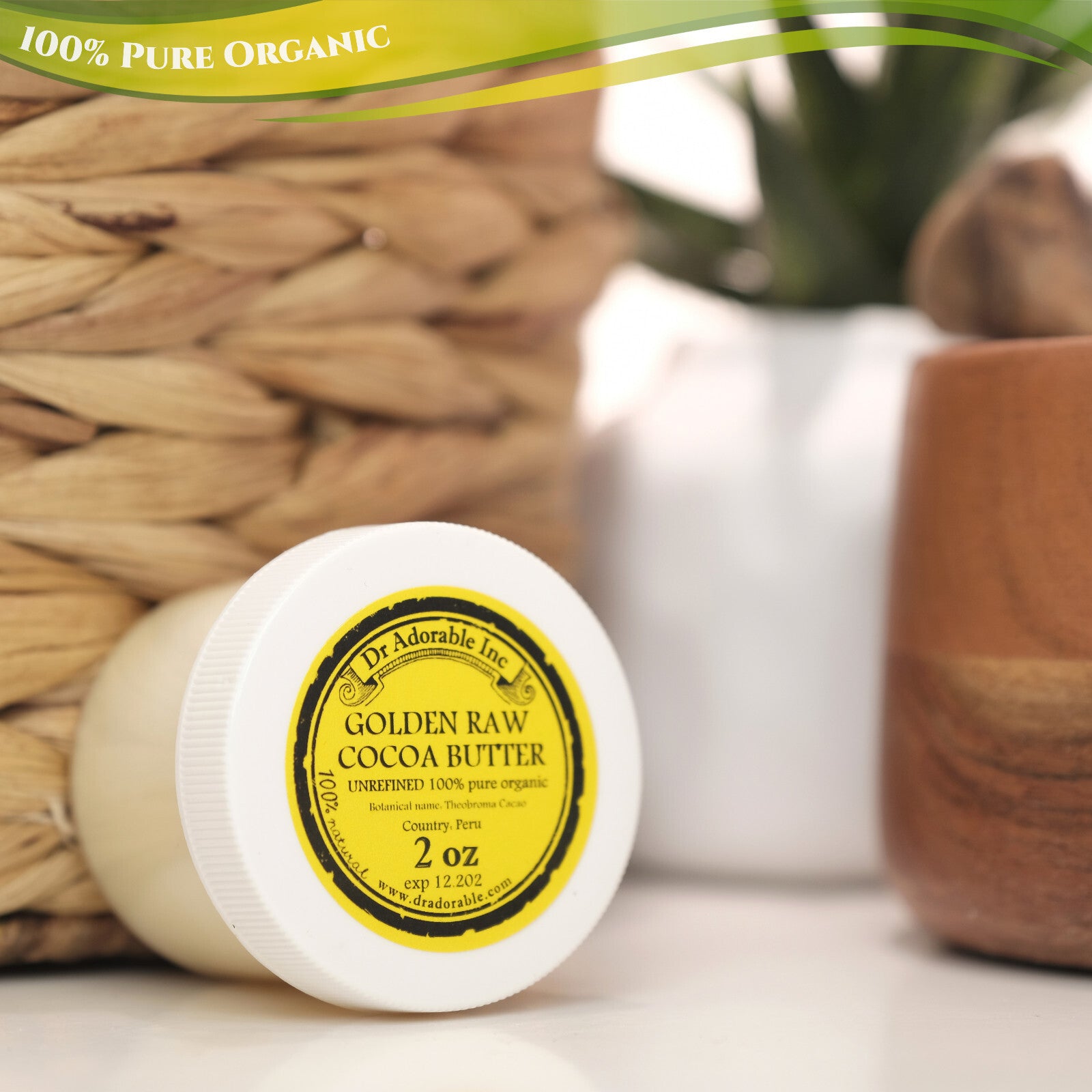 GOLDEN UNREFINED COCOA BUTTER FRESH ORGANIC PURE 2 OZ 4 OZ 8 OZ 1 LB-UP to 12LB