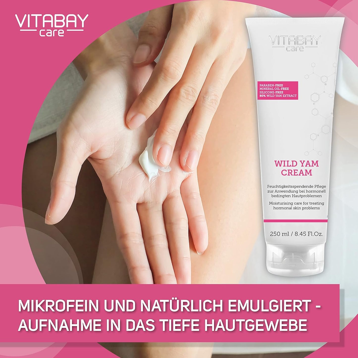 Vitabay Crema De Ñame Silvestre 250 Ml - Crema Con 80% De Extracto De Raíz De Ñame Para Rostro Y Cuerpo - 64% De Diosgenina - 100% Libre De Nanopartículas Y Sin Hormonas Sintéticas