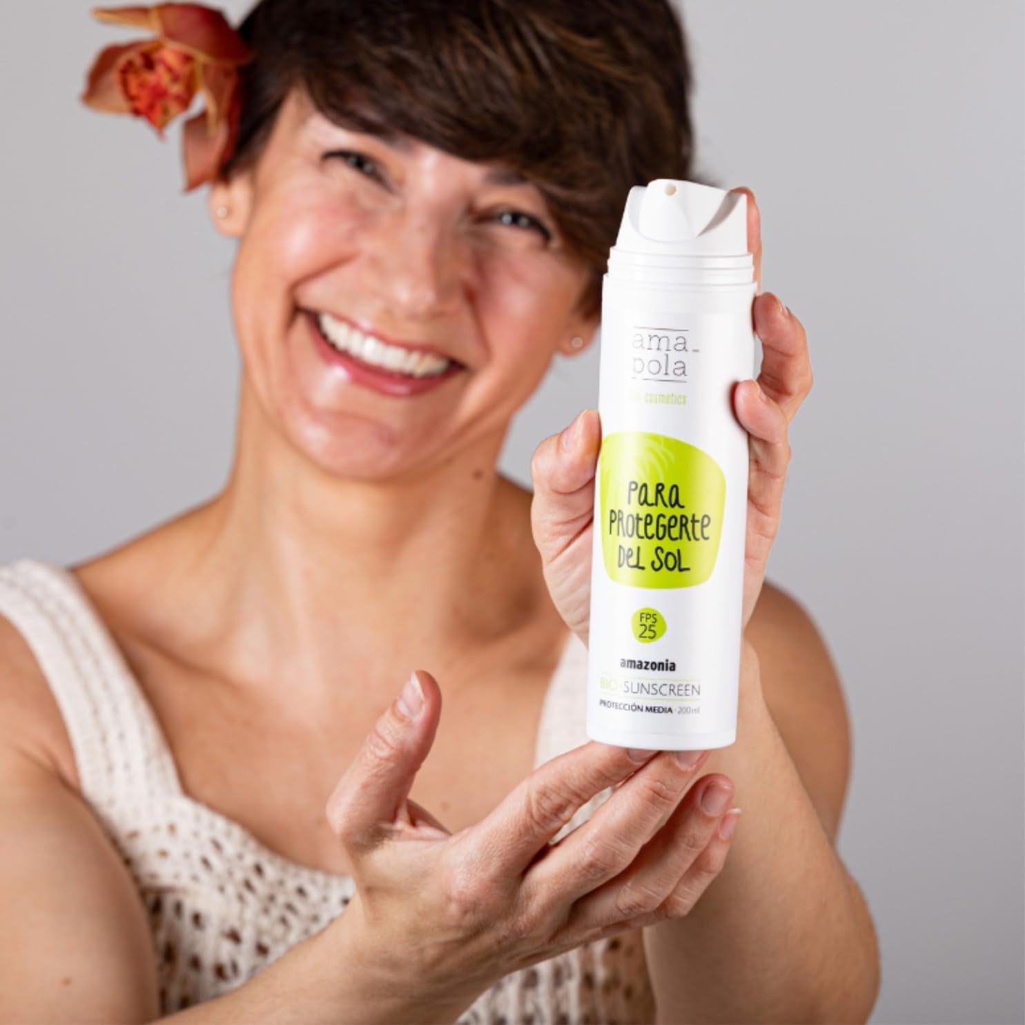 Protector Solar Ecológico Amapola Bio Cosmetics Crema Solar Corporal SPF 25 – Mineral, Biodegradable, Sin Fragancia, Para Piel Sensible, 100% Natural, 200Ml