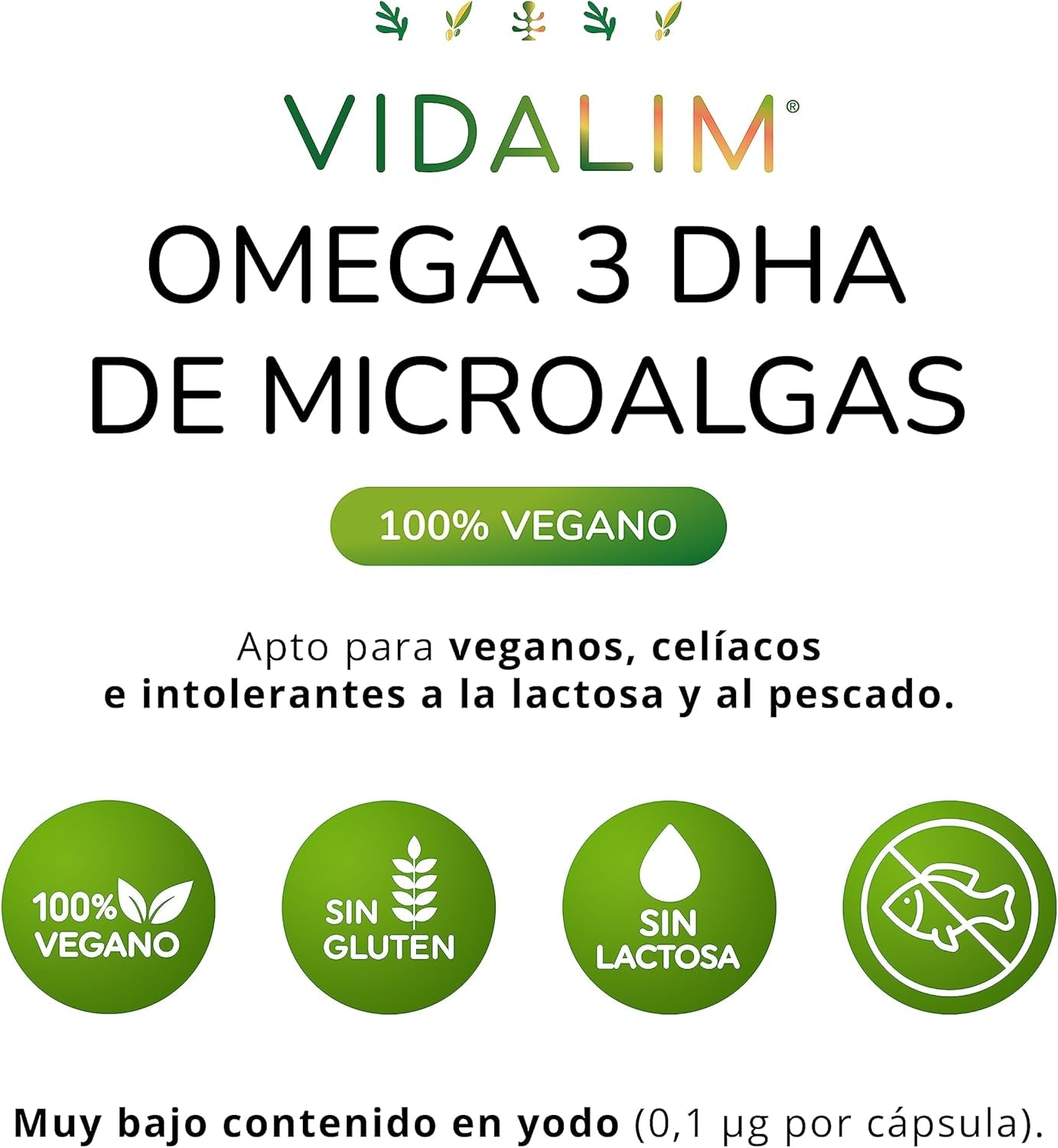 Vidalim Omega 3. 250Mg DHA De Microalgas En Cápsula Blanda De Origen Vegetal. Apto Para Veganos (60)