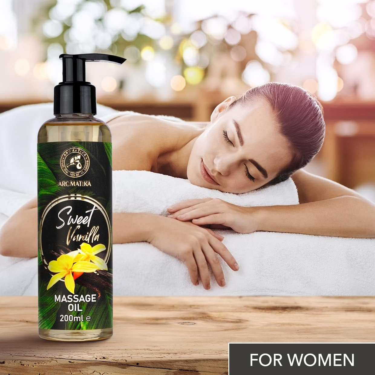 Aceite De Masaje Vainilla Dulce 200Ml - Aceite Corporal Con Aceites De Semilla De Uva - Jojoba - Almendra - Aceites De Melocotón - Aceite Corporal - Aceite De Relajación
